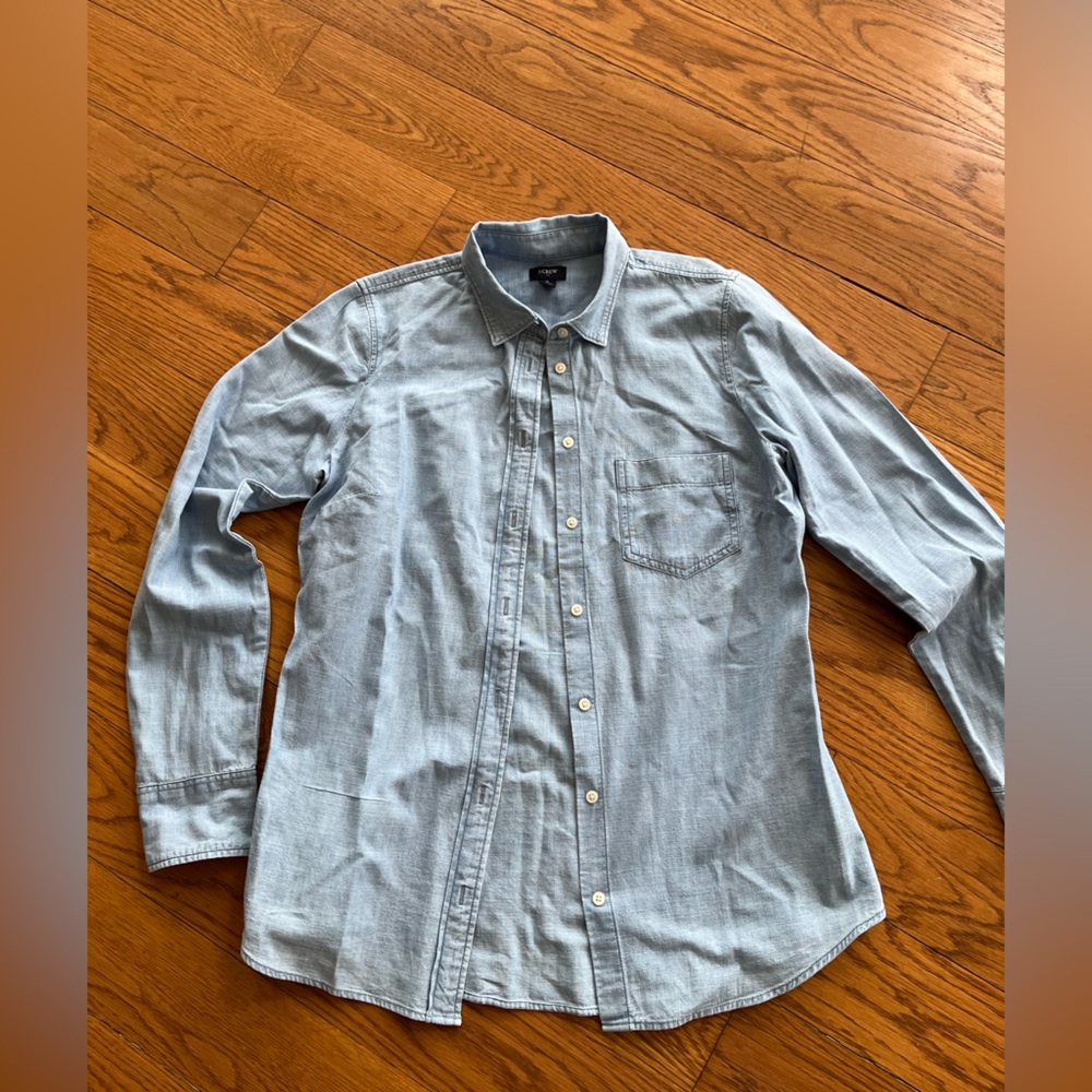 J. Crew Light Blue Button-Front Shirt Jacket